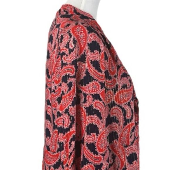 Boden New Dress Shift Tie Neck Long Sleeves Red Blue Paisley Women’s Size 10 - Picture 9 of 15